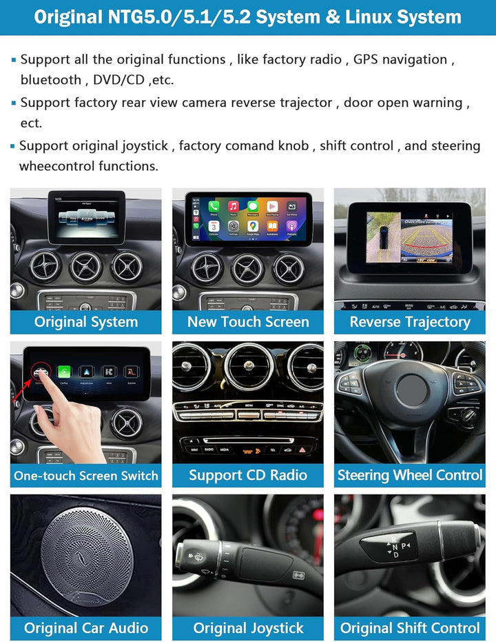 Ninetom Autoradio 12,3 Zoll Touchscreen für 2015-2018 Mercedes Benz A/C/V-Klasse GLA CLA W176 C117 X