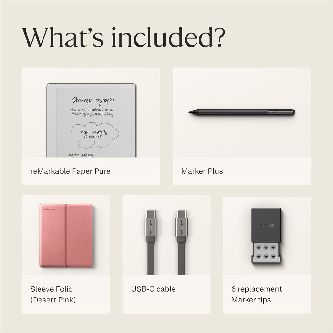 reMarkable Paper Pure Bundle – Paper Tablet mit 10,3-Zoll-Schwarz-Weiss-Display – Digitales Notizbuc