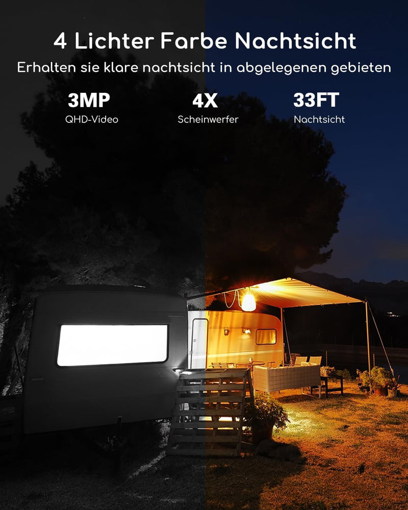 COOAU 4G LTE Überwachungskamera Aussen Akku mit SIM Karte+64GB Kartenspeicher+Solarpanel, Kamera übe