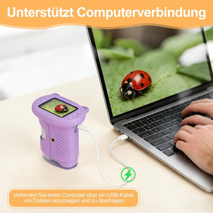 1000x Handheld Digitales Mikroskop für Kinder, Kinder Mikroskop mit 2,0'' IPS Bildschirm, Tragbares