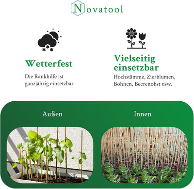 Novatool 200x Splittstäbe 50 cm x 5 mm I Natur I Rankstäbe Tomatenstäbe Rankstab Tomatenstab Blumenh