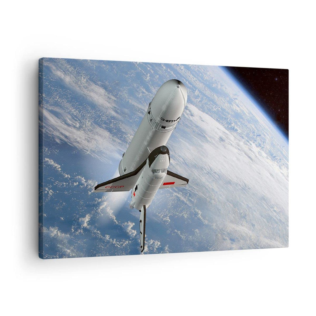 Bilder auf Leinwand Himmel Rakete Kosmos Planet Leinwandbild 70x50cm Wandbilder Dekoration Wohnzimme