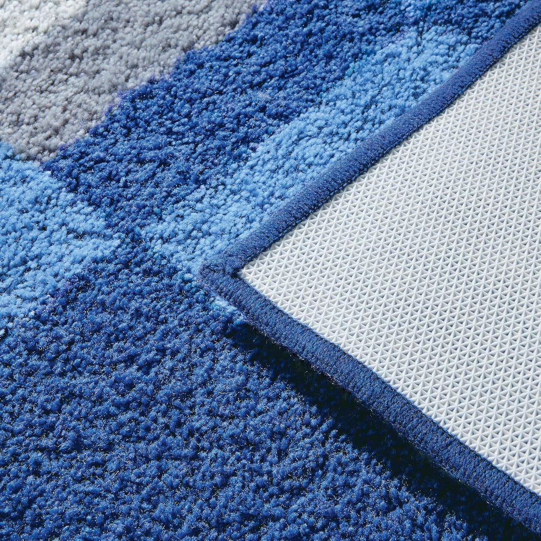 Erwin Müller Badematte Korfu, Badteppich rutschhemmend blau Grösse 90x90 cm - für Fussbodenheizung g