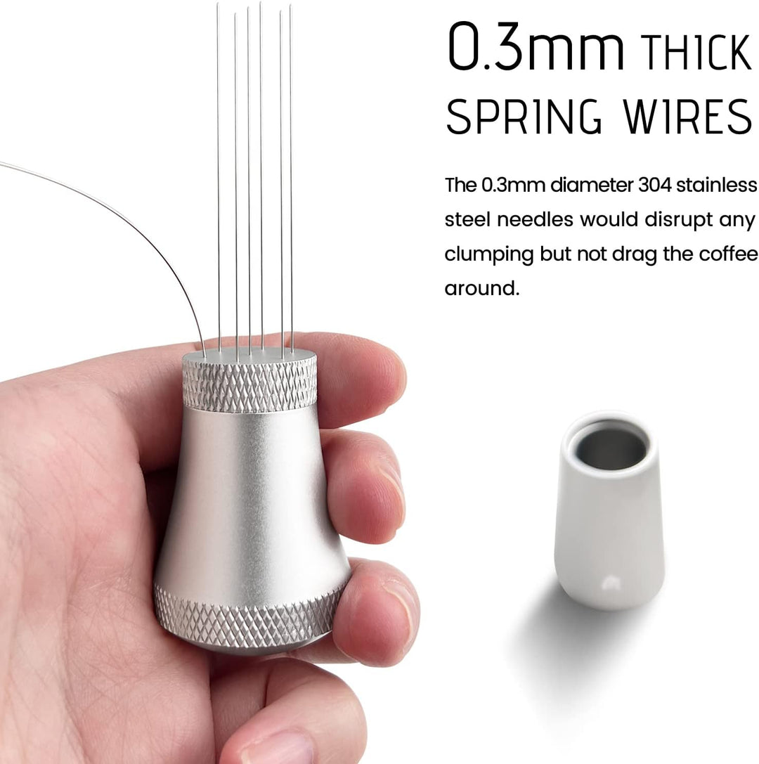 Wdt Tool, Aluminium Wdt Tool Espresso mit Ständer, Kaffee Distributor mit 7 0.3mm Dickem Edelstahl E