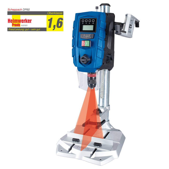 Scheppach Tischbohrmaschine DP60 | Digitaldisplay | LED-Licht &amp; Laser | Bohrfutter 1,5–13mm | 710 W