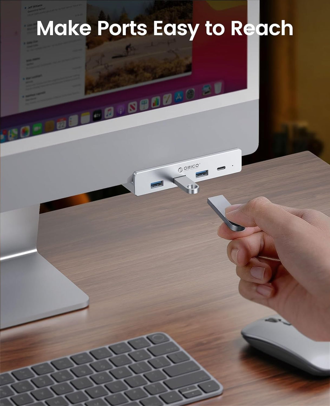 ORICO USB Hub, Aluminum USB 3.0 Hub Clip mit 5V Stromversorgungsanschluss, 5Gbps 4 Port USB Verteile