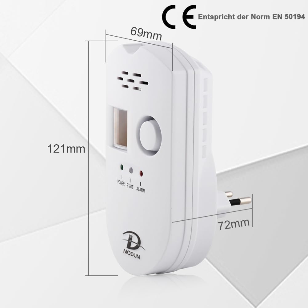 Gasmelder, LPG / Erdgas /Kohlengas Lecksucher, einsteckbarer Sensor Gasmonitor mit akustischem Alarm