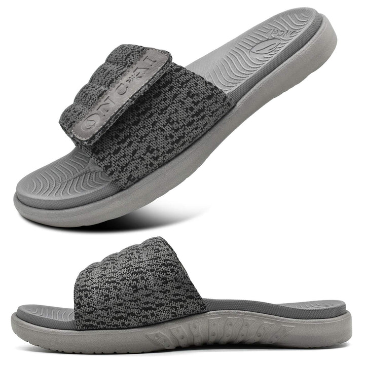ONCAI Dusch Badelatschen Herren mit Klettverschluss Offener Zeh Sports Badesandalen Sommer Freizeit