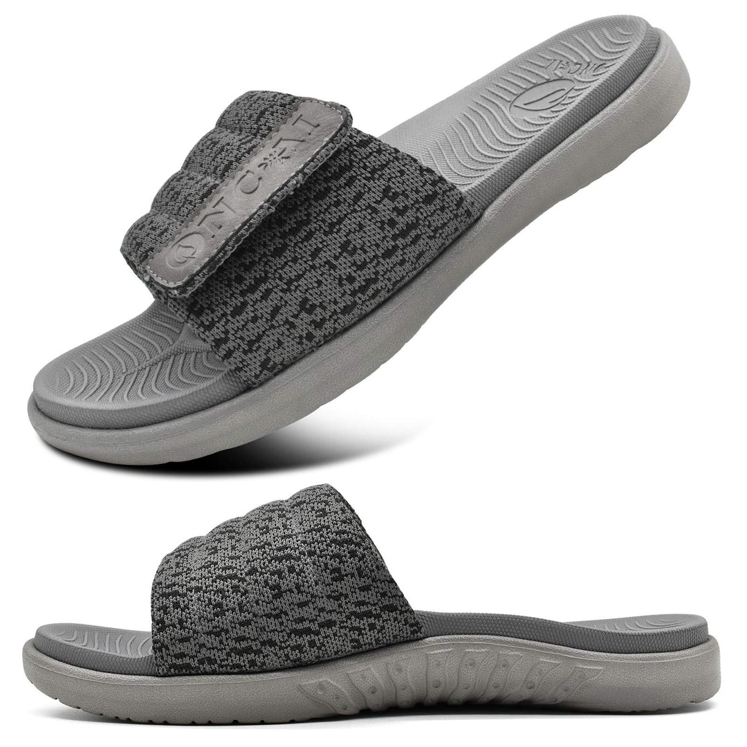 ONCAI Dusch Badelatschen Herren mit Klettverschluss Offener Zeh Sports Badesandalen Sommer Freizeit