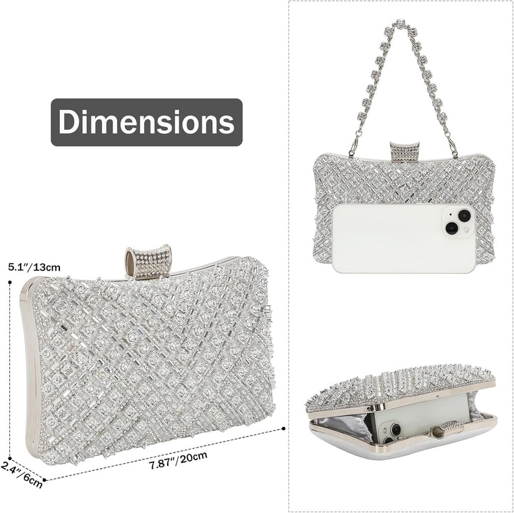 Vintage Clutch Damen, Glitzernde Kleine Abendhandtasche Schultertasche für Hochzeit, Party und Ball