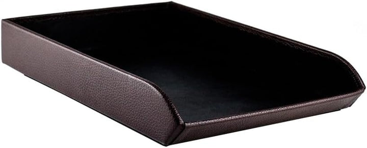 DELMON VARONE - Briefablage DIN A4 aus Premium Leder Soft Grain braun - Schreibtisch Organizer als A