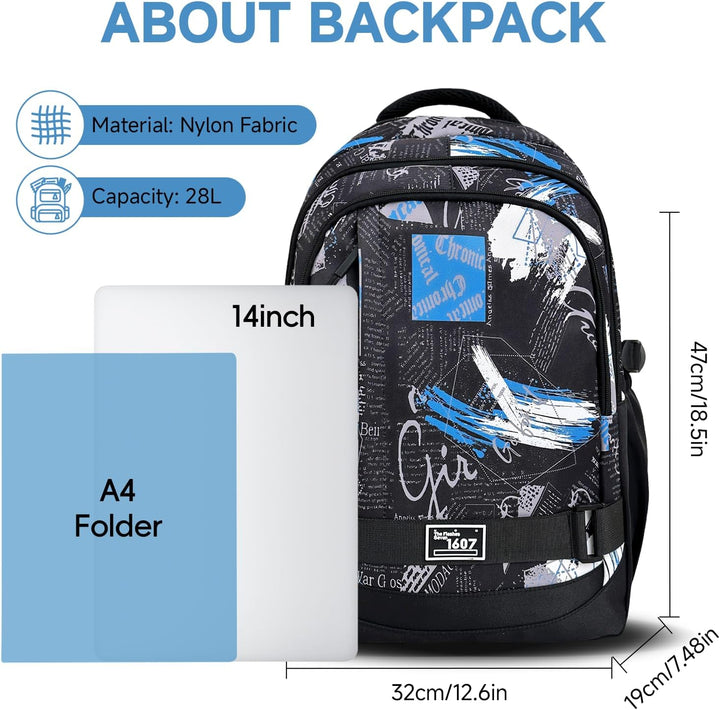 Amythe Schulrucksack Jungen Teenager, Rucksack Schule Gymnasium Oberstufe Schulranzen mit Trolley-Gu