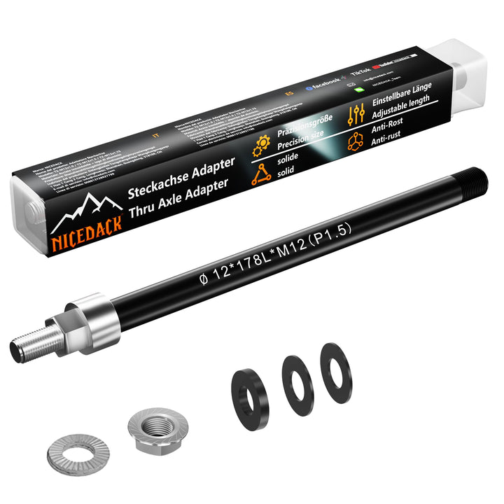 NICEDACK Steckachse Adapter M12 für Fahrradanhänger Kupplung, Fahrrad Steckachsenadapter, Fahrrad St