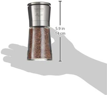 Bisetti Falx Seeds Spezial-Mühle, Deckel aus Edelstahl, hergestellt in Italien, Glas, Edelstahl, Sil