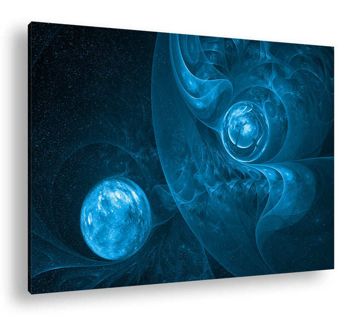 deyoli fraktales Kunstwerk Format 80x60 Effekt: Monocrome Blau als Leinwandbild, Motiv fertig gerahm