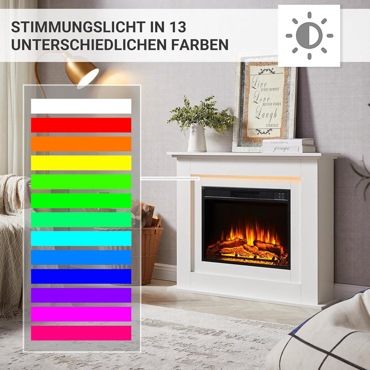 BALDERIA Finn Elektrokamin - Elektrischer Standkamin mit Heizung 2000 W, realistischer 3D-Flammeneff