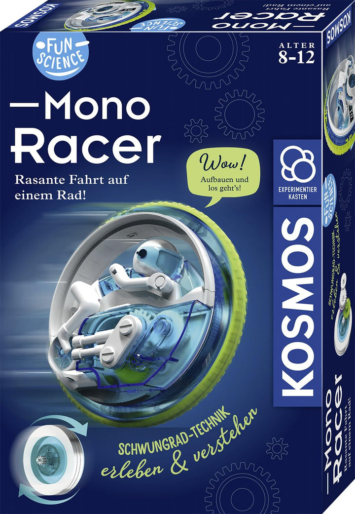 Kosmos 645342 Fun Science - Mono-Racer, rasante Fahrt auf einem Rad, Schwungrad-Technik erleben und