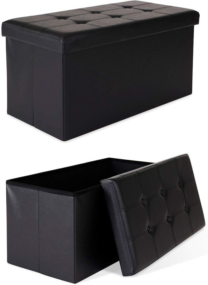 dibea Sitzhocker faltbar max 300 kg Kunstleder, 76x38x38 cm schwarz, 76x38x38 cm Schwarz