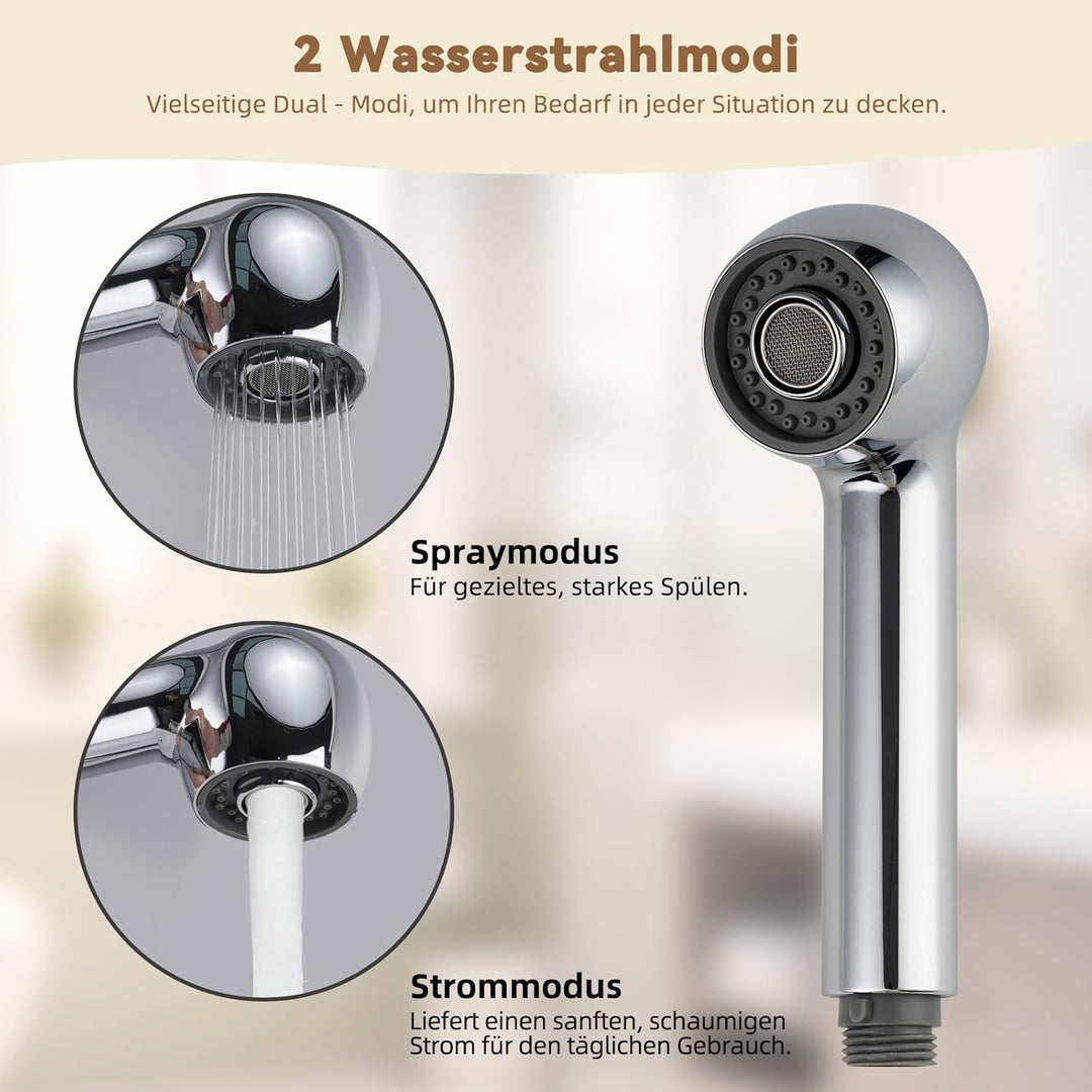 Hibbent Brausekopf Küchenarmatur, Geschirrbrause Ersatzkopf 2 Strahlarten (Strahl und Brause), Badez