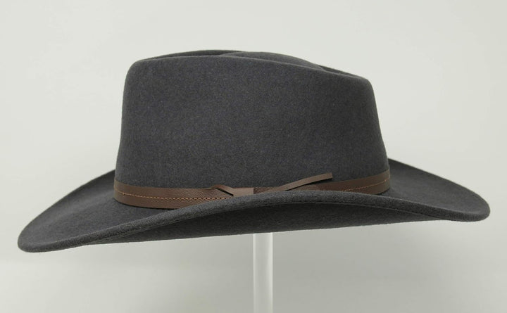 Hardy - Leichter Fedora Hut mit breiter Krempe und Lederband - 100% Wollfilz - Für die Reise knautsc