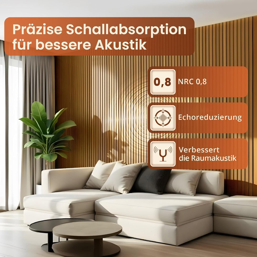 NEU.HOLZ Akustik Wandpaneele Vang 4er Set Wandverkleidung zum Kleben und Schrauben 2,88 m² Holzfurni