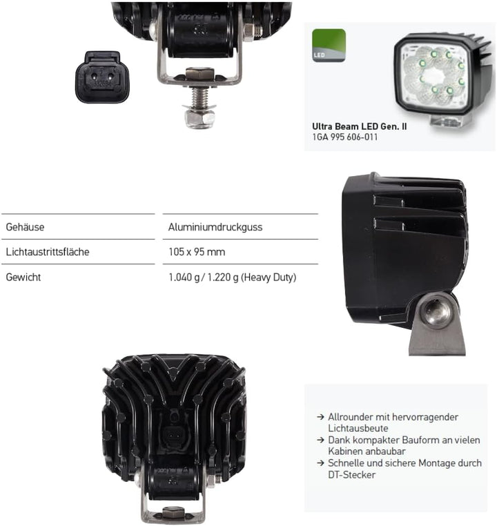 HELLA - LED-Arbeitsscheinwerfer - Ultra Beam Gen. II - 12/24V - 4400lm - Anbau/geschraubt - schwenkb
