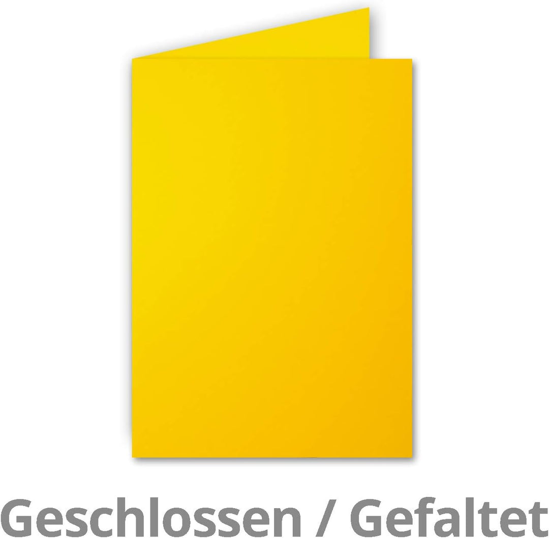 50x Faltkarten Set DIN A6/C6 mit Brief-Umschlägen in Honiggelb - inklusive Einleger - 14,8 x 10,5 cm