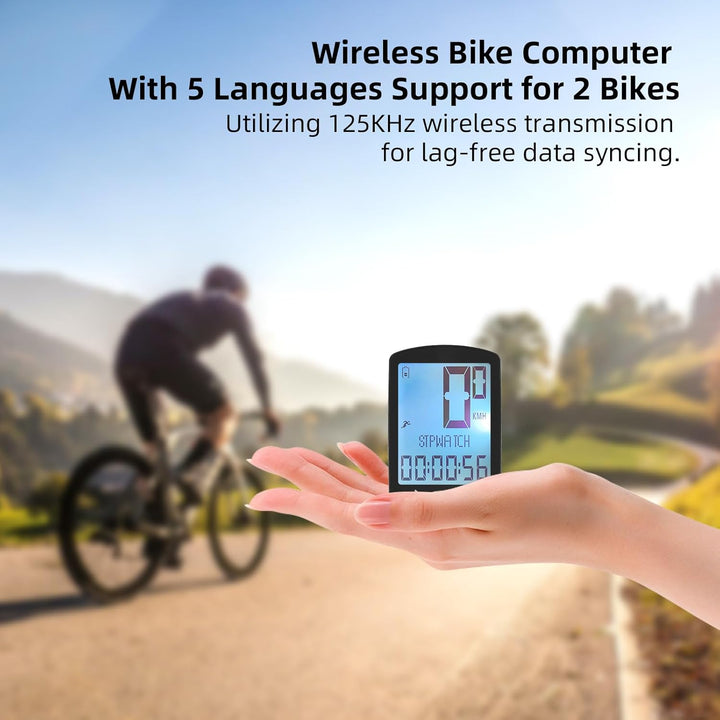 Fahrradcomputer Kabellos, 3,0 Zoll TN LCD Bildschirm Fahrradtacho | Fahrrad Kilometerzähler mit LED
