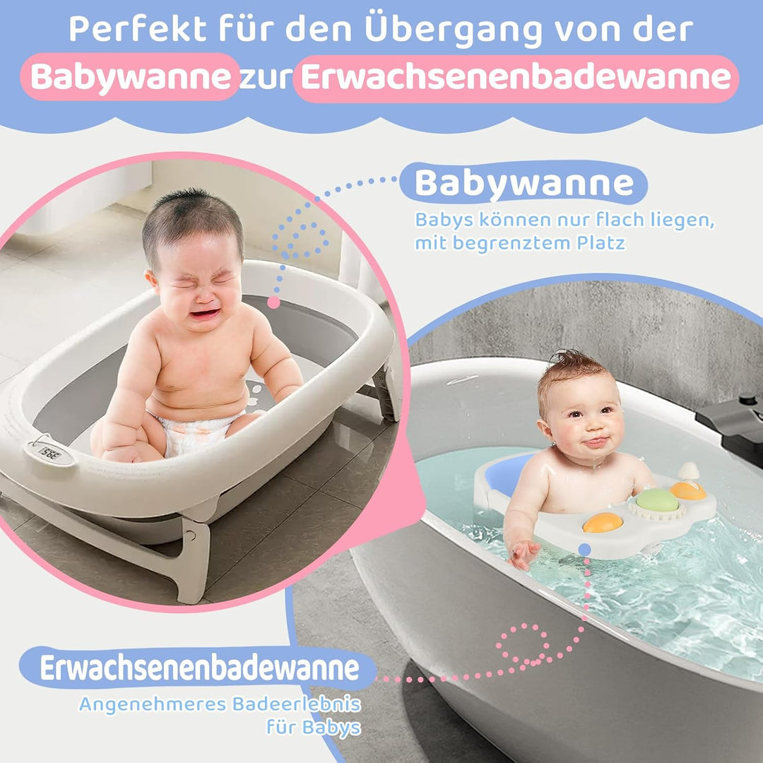 Baby Badesitz ab 6 Monate, Badewannensitz mit 4-starken Saugnäpfen, Rutschfester Badesitz Baby mit S