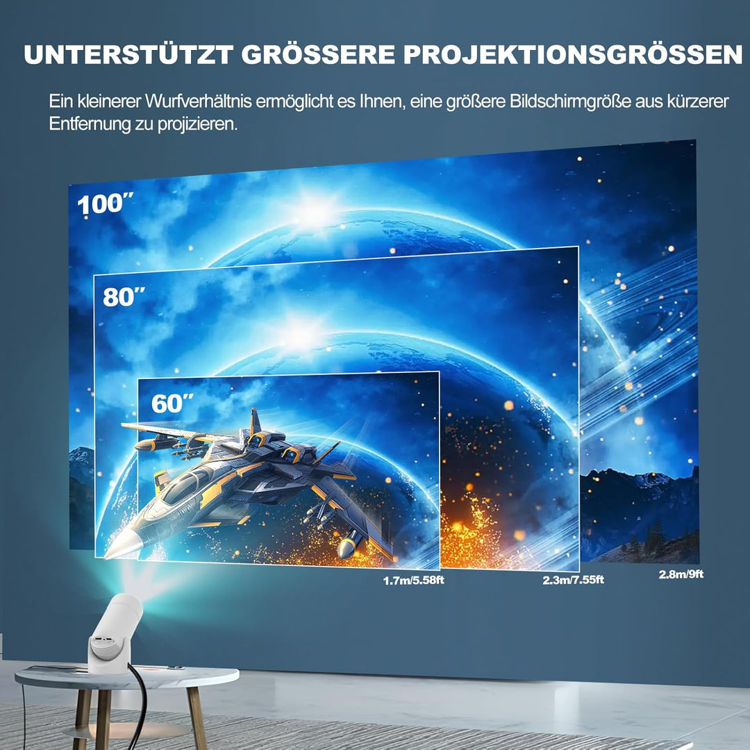 Mini Beamer mit WLAN 6 & Bluetooth 5.0, VenirCool P2 Tragbarer Projektor 13000L, 4K Unterstützung, E