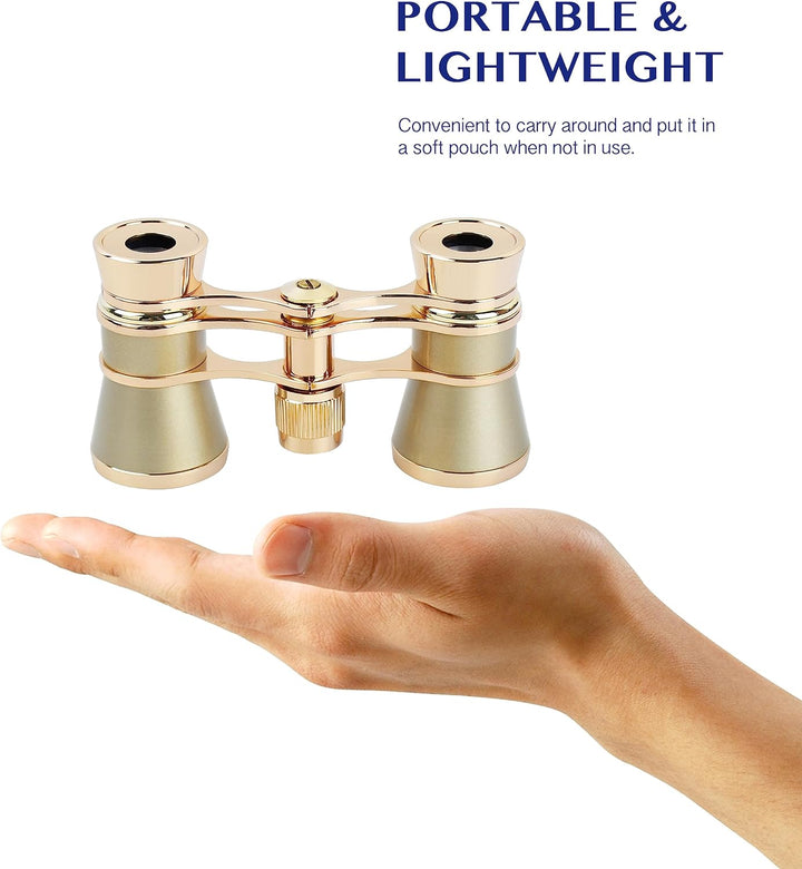 Aomekie 3x25 Opernglas Theaterglas Mini Klein Kompakt Feldstecher Fernglas mit Kette für Theater Kon