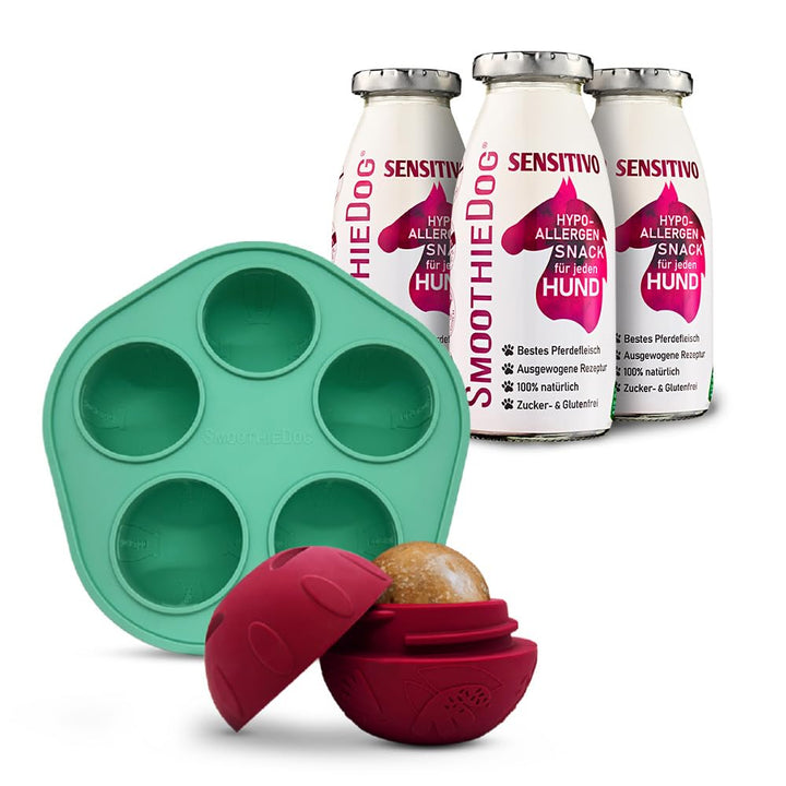 SmoothieDog Schleckball Hundesmoothie 3er Sensitivo - Schleckball für Hunde, Snackball, zur Beschäft