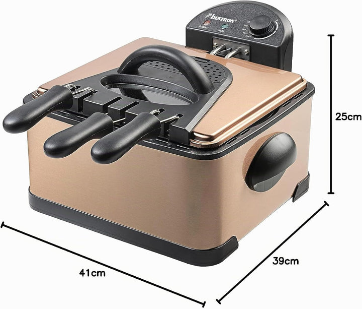 Bestron XL Öl-Fritteuse mit 3 Frittierkörben, inkl. Kaltzonentechnologie &amp; herausnehmbaren Ölbehälte