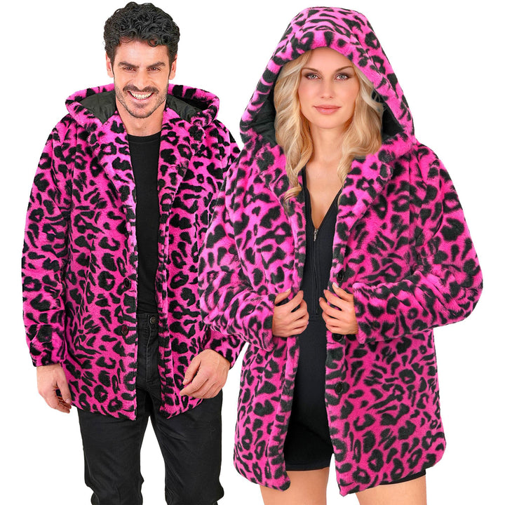 W WIDMANN MILANO Party Fashion - Leo Mantel für Damen & Herren, Kunstfell mit Kapuze, Plüschjacke, K