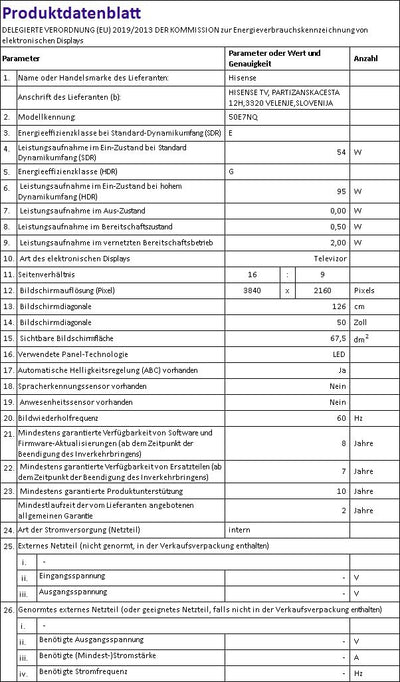 Hisense 50E7NQ 126 cm (50 Zoll) Fernseher, 4K UHD, QLED, HDR10, HDR10+ decoding, HLG, Dolby Vision A