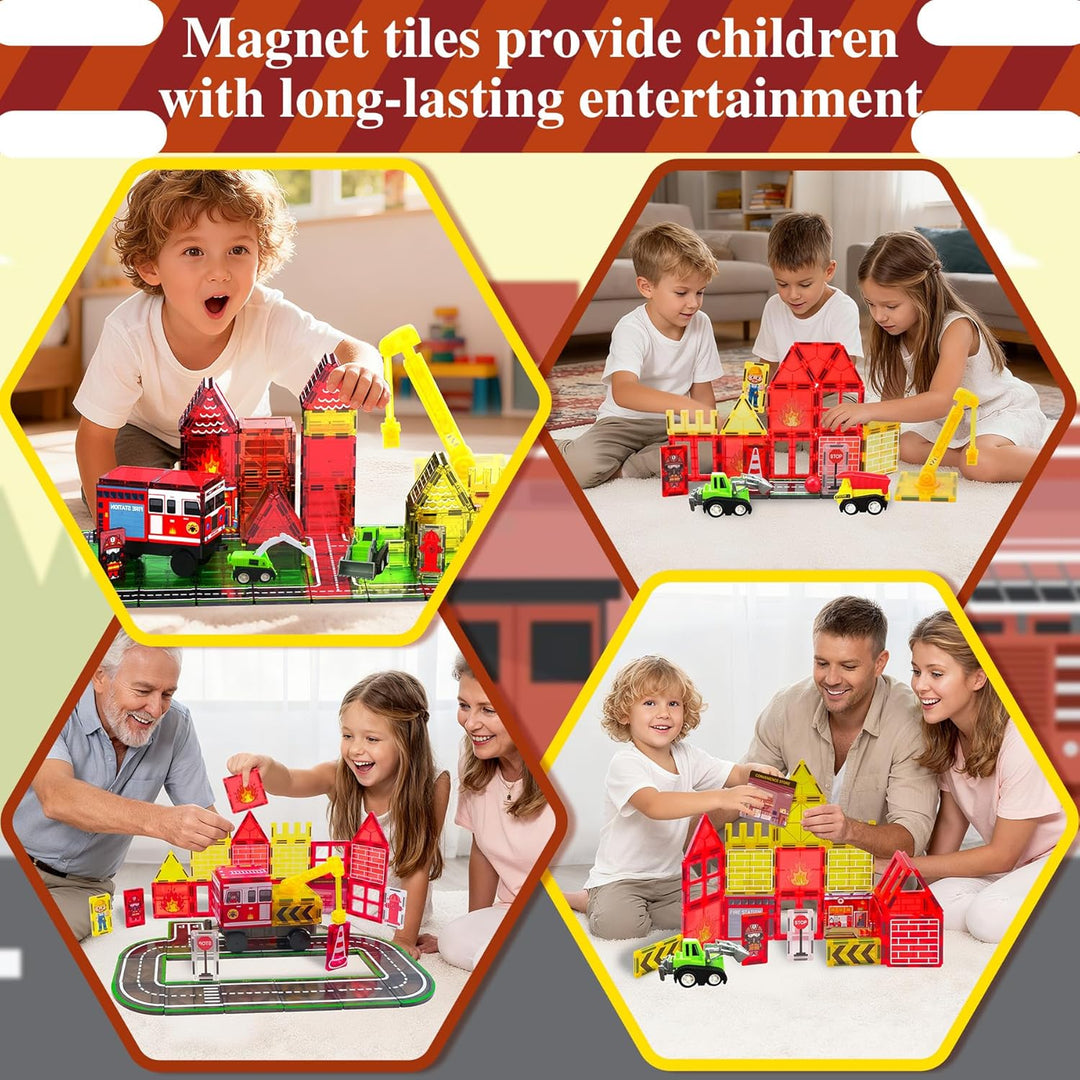 Magnetische Bausteine, Bausteine für Strass- und Feuerwehrthema, Magnete Kinder, Magnetbausteine mit