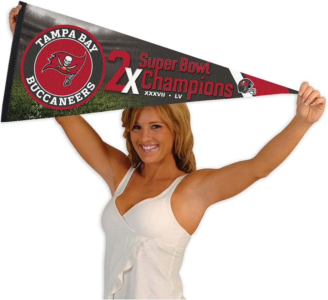 WinCraft Tampa Bay Buccaneers 2 Time Bowl Champions Pennant Banner Flag