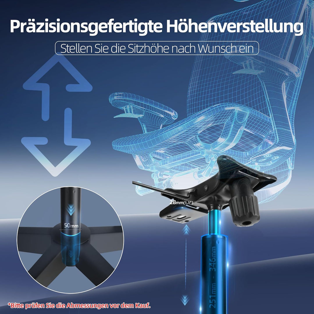 Mastery Mart 178mm-279mm Gasdruckfeder für Bürostuhl, Gasfeder mit 100mm einstellbarem Hub, bis 450k