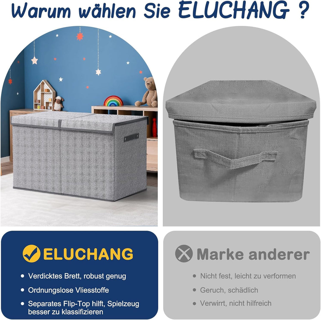 ELUCHANG Aufbewahrungsbox für Kinderzimmer mit Deckel, 81L faltbare Spielzeugkiste - Grosse Aufbewah