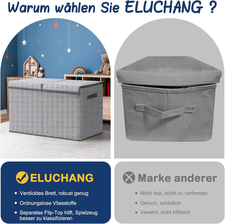 ELUCHANG Aufbewahrungsbox für Kinderzimmer mit Deckel, 81L faltbare Spielzeugkiste - Grosse Aufbewah