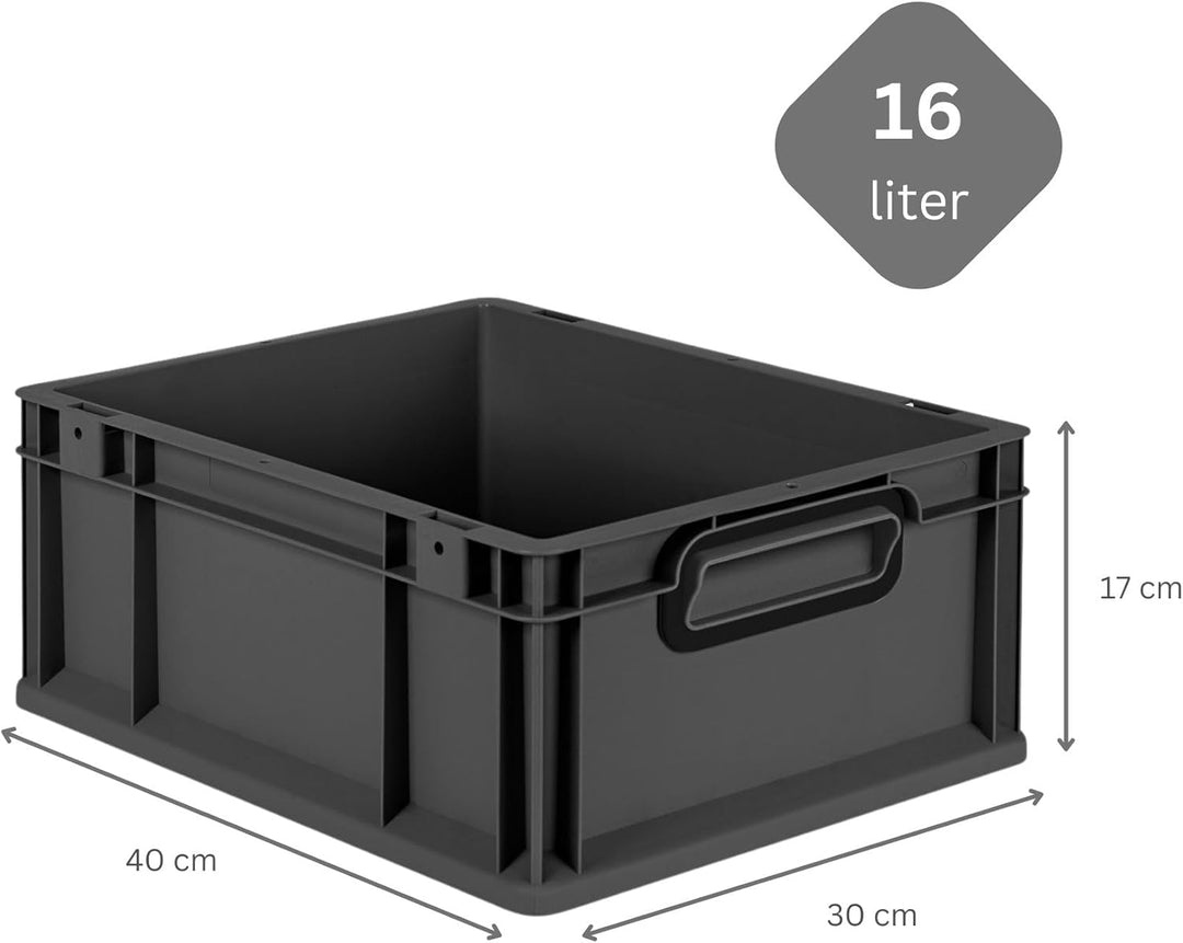 PROREGAL Eurobox NextGen Color | HxBxT 17x30x40cm | 16 Liter | Griffe schwarz geschlossen | Glatter