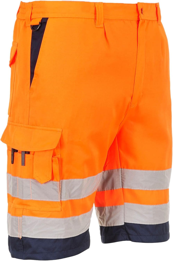 Portwest Warnschutz-Shorts aus Polyester-Baumwolle, Grösse: M, Farbe: Orange/Marine, E043ONRM M Oran