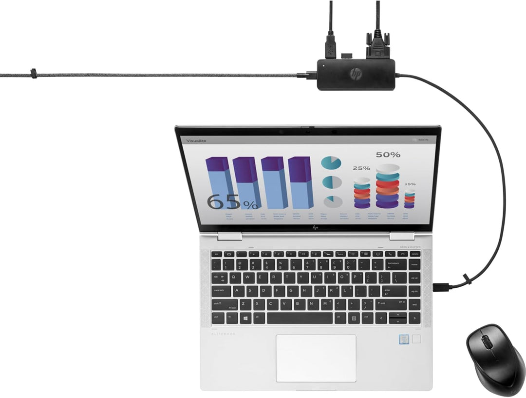 HP 235N8AA USB-C Reisehub G2 (USB Hub, USB C hub, 4 Ports, 2x USB-A, HDMI, VGA) schwarz