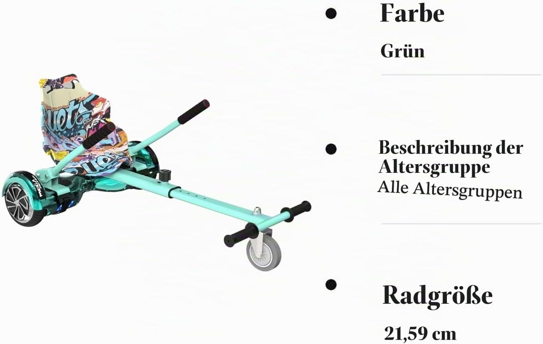 Hoverkart-Sitz für Scooter und Gokart – Sitzaufsatz für Hoverboards, Hovergokart für Hoverboards, Si