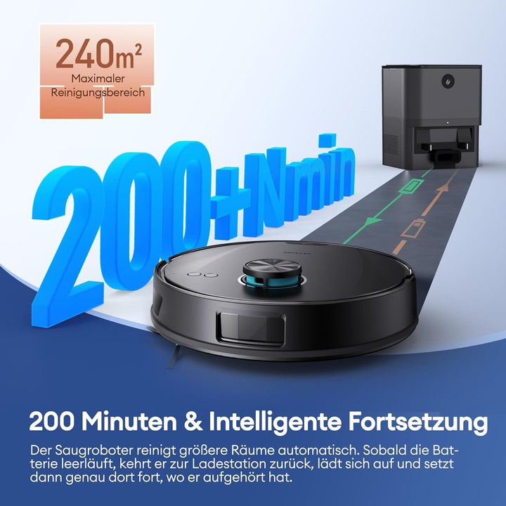 Ultenic Saugroboter mit Wischfunktion, 10000Pa Staubsauger Roboter mit Absaugstation 3,5L, LiDAR Nav