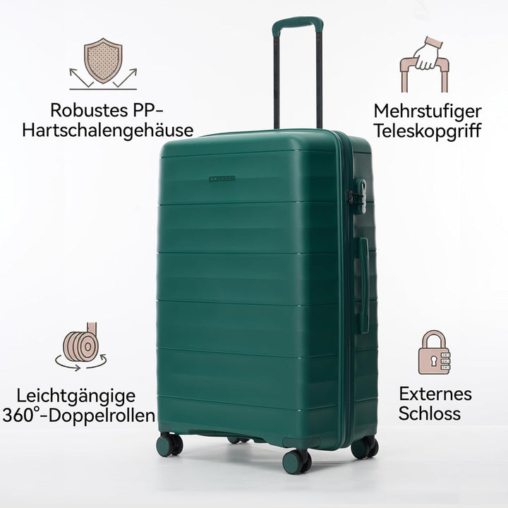 Mariner Koffer Set S+L - Recycelbare PP-Hartschale, vielseitig & robust, leise Doppelrollen, charakt