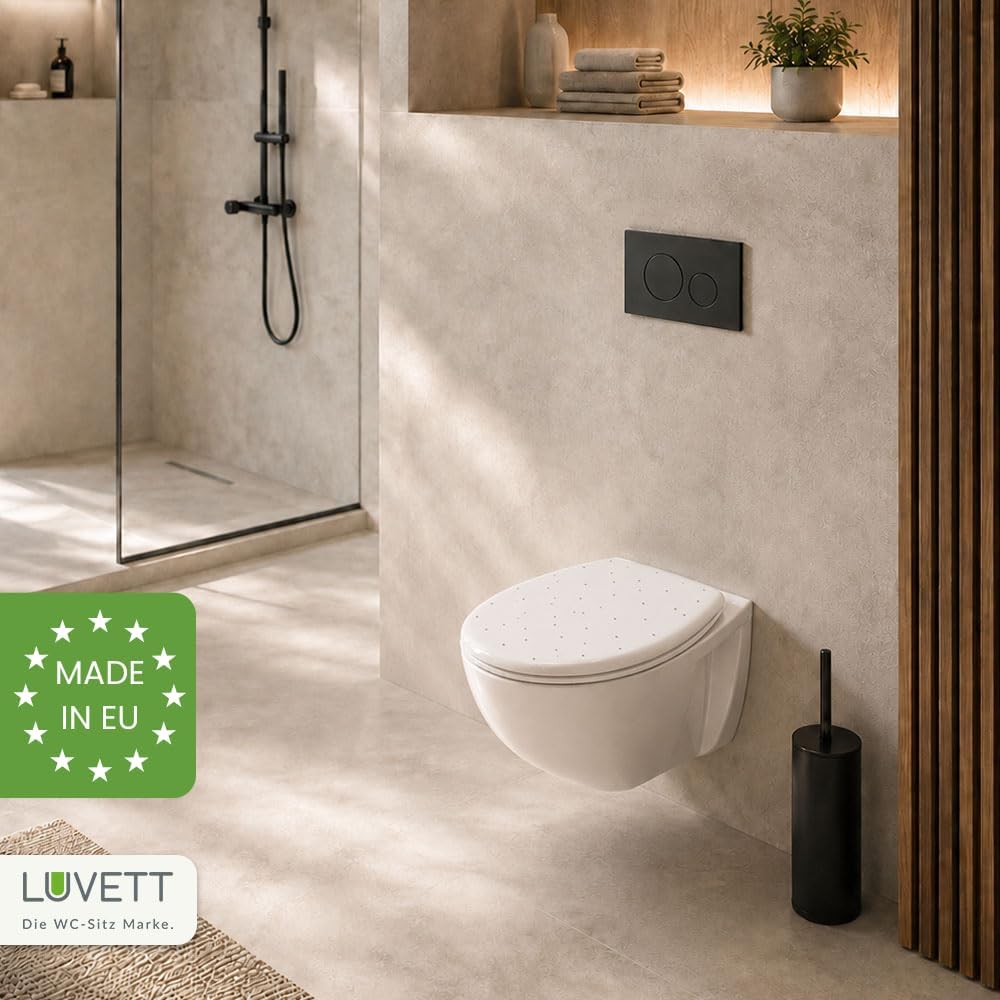 LUVETT® WC-Sitz S100 mit Glitzer-Steinen, oval, mit Absenkautomatik SoftClose®, abnehmbar, antibakte