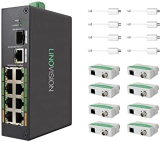 LINOVISION Industrial 8-Port EOC & POE Switch mit 8 EOC-Sendern, PoE mit grosser Reichweite über Koa