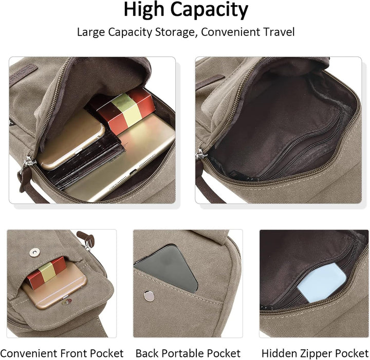 DORRISO Mode Herren Brusttasche Elegant Umhängetasche Reise Schultertasche Leichte Casual Urlaub Wan