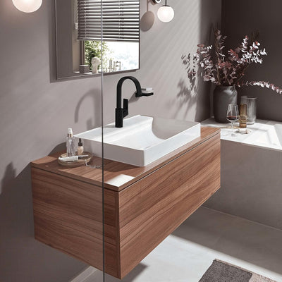 hansgrohe Waschtischarmatur Vivenis, Wasserhahn Bad mit Auslauf Höhe 210 mm, mit Zugstange, Badarmat